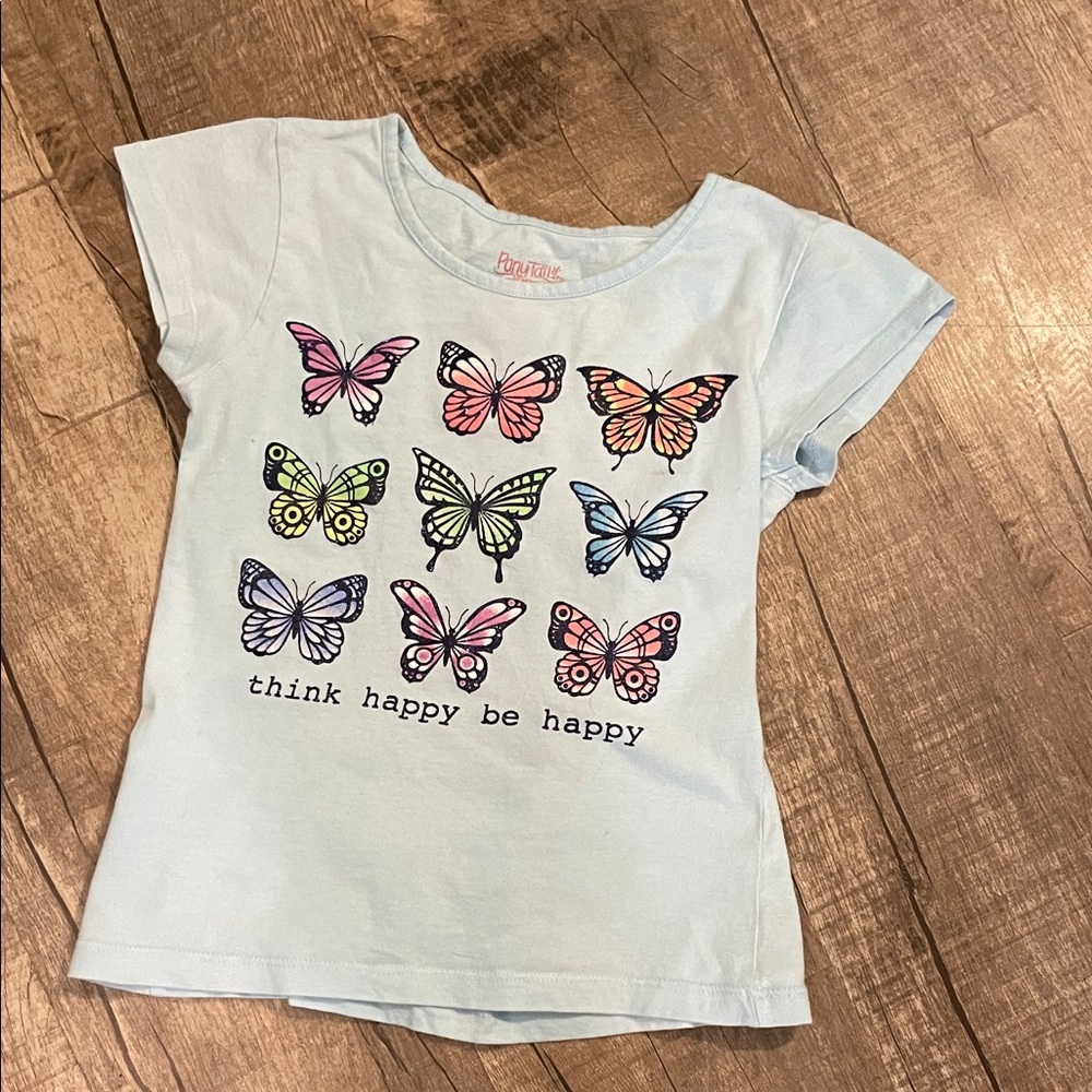10/$10 Light Blue Butterfly Print Kids T-Shirt